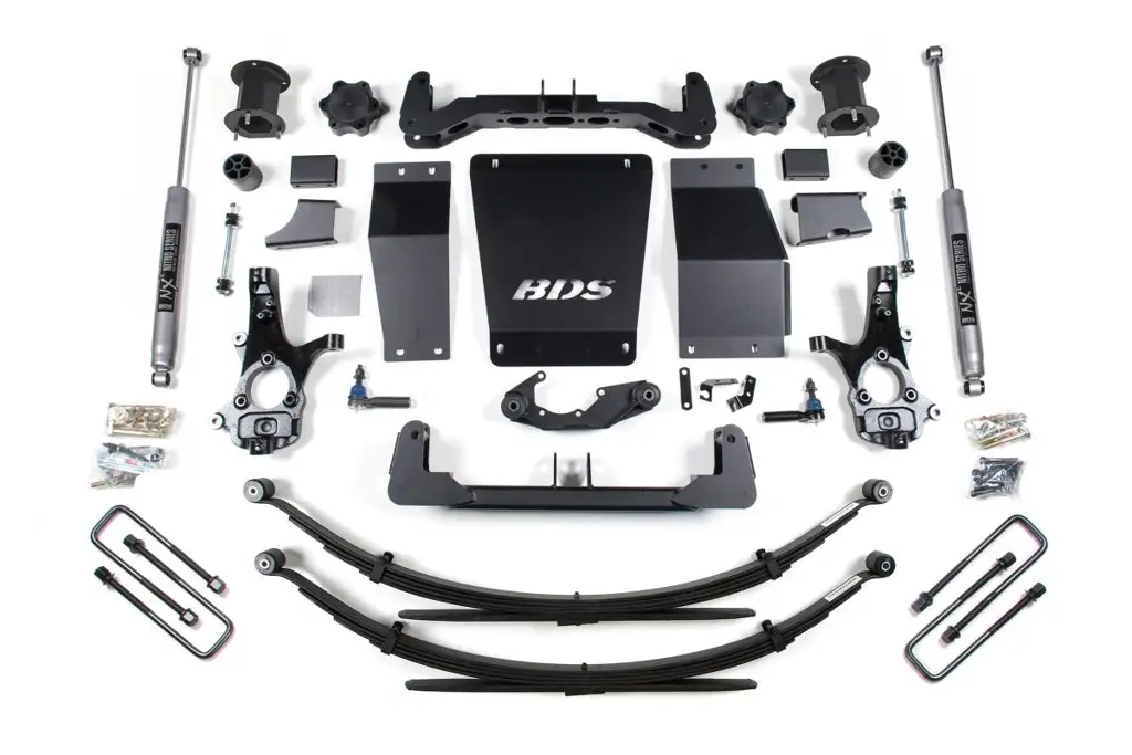 6.5 Inch Lift Kit | Chevy Silverado/GMC Sierra 1500 (2014-2018) 4WD | Leaf Springs | NX2 Nitro | Aluminum/Stamped Steel Control Arm | BDS Suspension image 2
