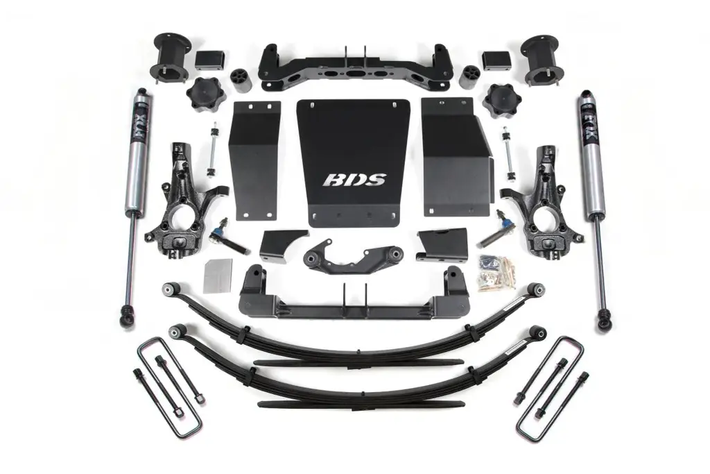 4.5 Inch Lift Kit | 2014-2018 Chevy Silverado & GMC Sierra 1500 4WD | Leaf Springs | FOX 2.0 | Aluminum/Stamped Steel Control Arms | BDS Suspension image 2