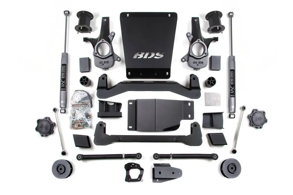 4.5 Inch Lift Kit | 3" Rear Coil Spacer w/ NX2 Nitro Series Shocks | 2007-2014 Chevy/GMC Avalanche, Suburban, Tahoe, Yukon 1500 4WD | BDS Suspension image 2