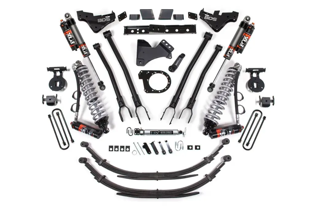 7 Inch 4-Link Lift Kit w/ FOX 2.5 Performance Elite Coilovers | Ford F250/F350 Super Duty (2023-2026) 4WD Diesel | Rear Leaf Springs | BDS Suspension image 2