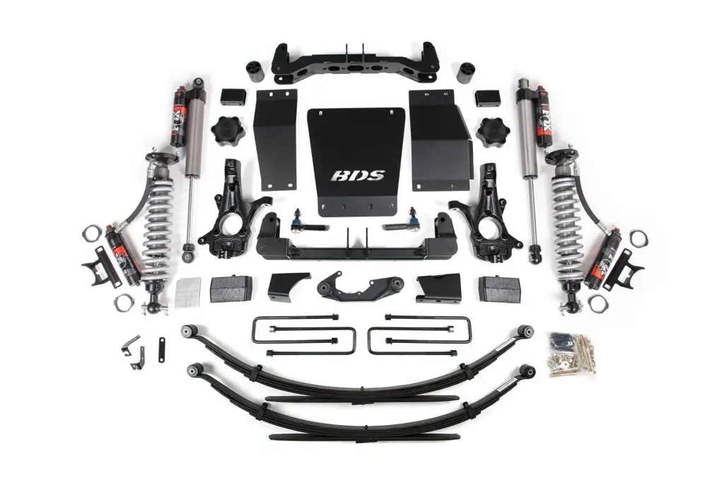 4 Inch Lift Kit | Leaf Springs | FOX 2.5 Performance Elite Coilover | Aluminum / Stamped Steel Control Arms | Chevy Silverado / GMC Sierra 1500 (2014-2018) 4WD | BDS Suspension image 2