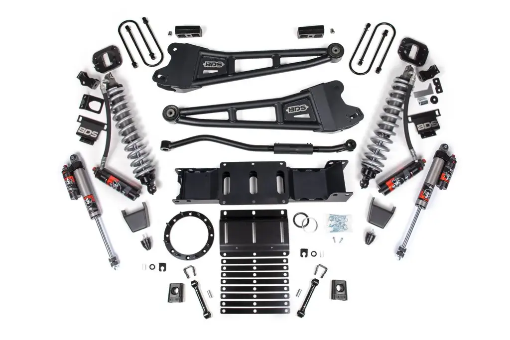 3 Inch Lift Kit w/ Radius Arm & FOX 2.5 Coilover Conversion | Ram 3500 4WD Diesel (2019-2024) | 2in Block w/ Overload | Rubber Bump Stop | 8-Bolt | BDS Suspension image 2