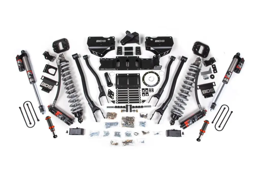 4 Inch 4-Link Lift Kit | FOX 2.5 Coil-Over Conversion Performance Elite | Ram 3500 Diesel 4WD (2019-2024) | 2in Block w/o Overload | FOX 2.0 Hydro Bump Stop | 8-Bolt | BDS Suspension image 2
