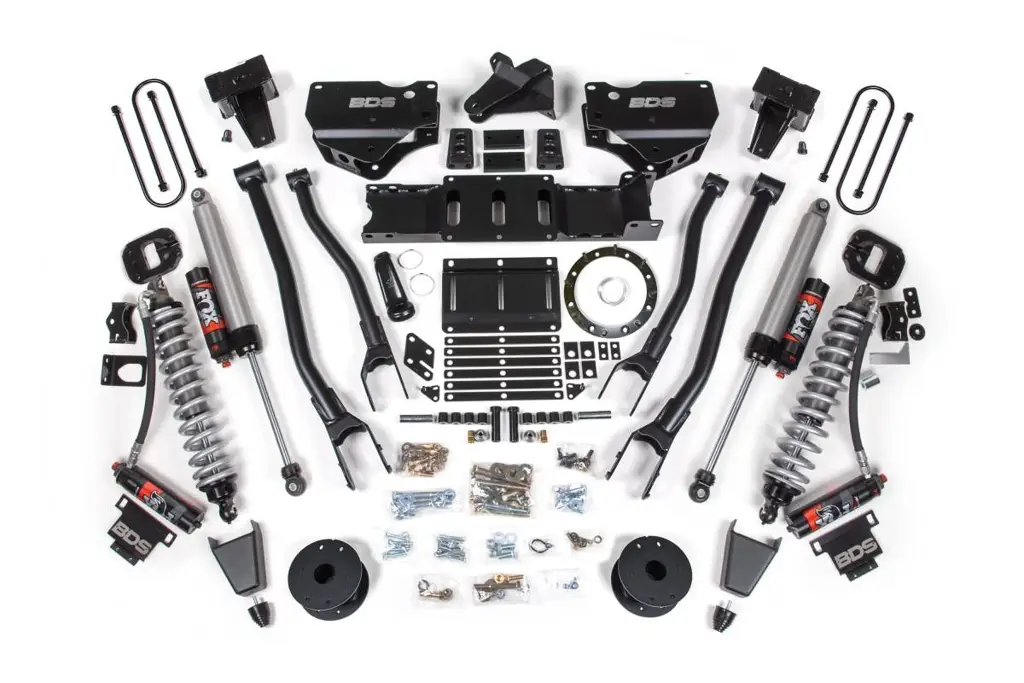 6 Inch 4-Link Lift Kit w/ FOX 2.5 Performance Elite Coil-Over | Ram 3500 4WD Diesel (2019-2024) | 5in Block w/o Overload | FOX 2.0 Hydro Bump Stop | 6-Bolt | BDS Suspension