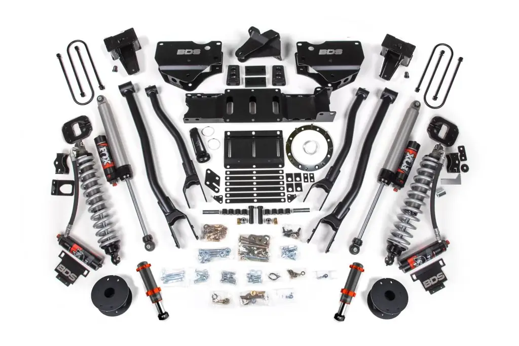 6 Inch 4-Link Lift Kit w/ FOX 2.5 Performance Elite Coil-Over | Ram 3500 4WD Diesel (2019-2024) | 5in Block w/o Overload | FOX 2.0 Hydro Bump Stop | 8-Bolt | BDS Suspension image 2