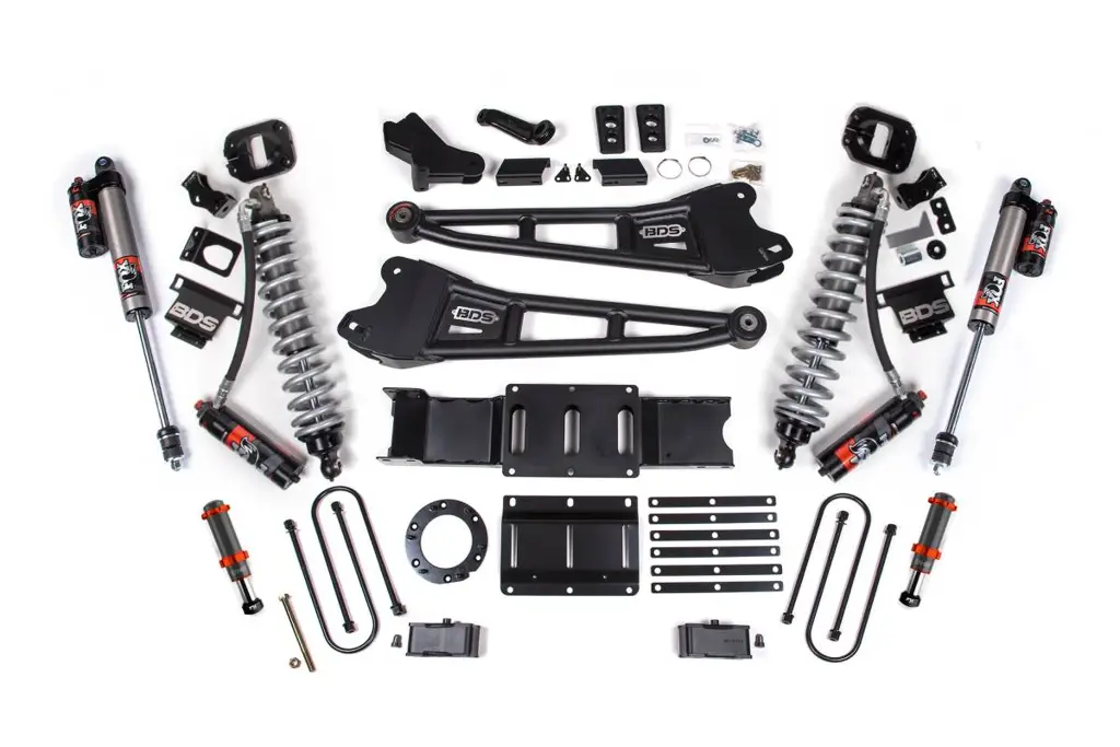 4 Inch Lift Kit w/ Radius Arm | FOX 2.5 Coil-Over Conversion Performance Elite | Ram 3500 (2019-2024) 4WD Diesel | 2" Block w/o Overload | FOX 2.0 Hydro Bump Stop | 6-Bolt | BDS Suspension image 2
