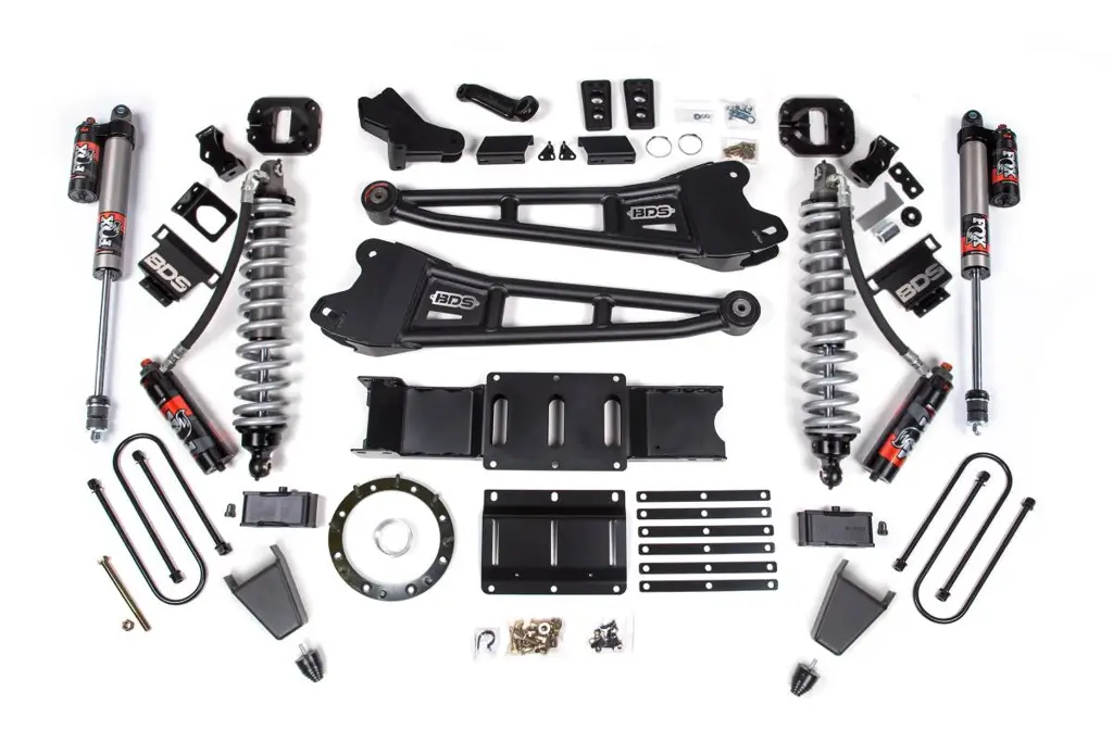 4 Inch Lift Kit w/ Radius Arm | FOX 2.5 Coil-Over Conversion Performance Elite | Ram 3500 (2019-2024) 4WD Diesel | 2" Block w/o Overload | Rubber Bump Stop | 8-Bolt | BDS Suspension image 2