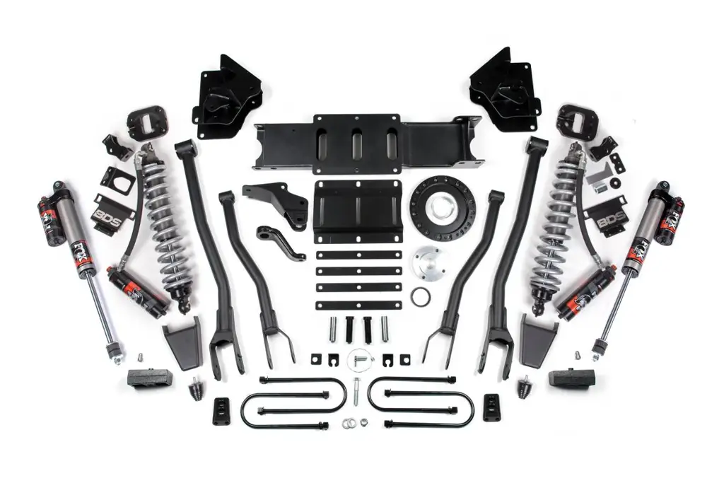 4 Inch 4-Link Lift Kit w/ FOX 2.5 Performance Elite Coil-Over Conversion | Ram 3500 4WD Diesel (2013-2018) | Rubber Bump Stop | 8-Bolt | BDS Suspension image 2