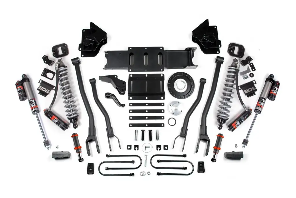 4 Inch 4-Link Lift Kit w/ FOX 2.5 Performance Elite Coil-Over Conversion | Ram 3500 4WD Diesel (2013-2018) | FOX 2.0 Hydro Bump Stop | 8-Bolt | BDS Suspension image 2