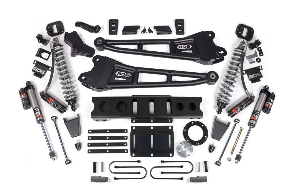 4 Inch Lift Kit w/ Radius Arm | FOX 2.5 Coil-Over Conversion Performance Elite | Ram 3500 (2013-2018) 4WD Diesel | FOX 2.0 Hydro Bump Stop | 8-Bolt | BDS Suspension