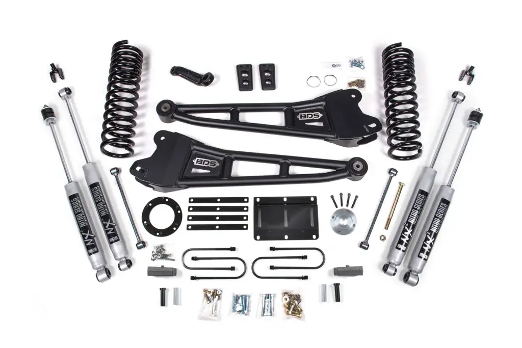 6 Inch Lift Kit w/ Radius Arms | Ram 3500 4WD Diesel (2013-2018) | 4 Inch Block | 8-Bolt | FOX 2.5 Performance Series HTO | BDS Suspension