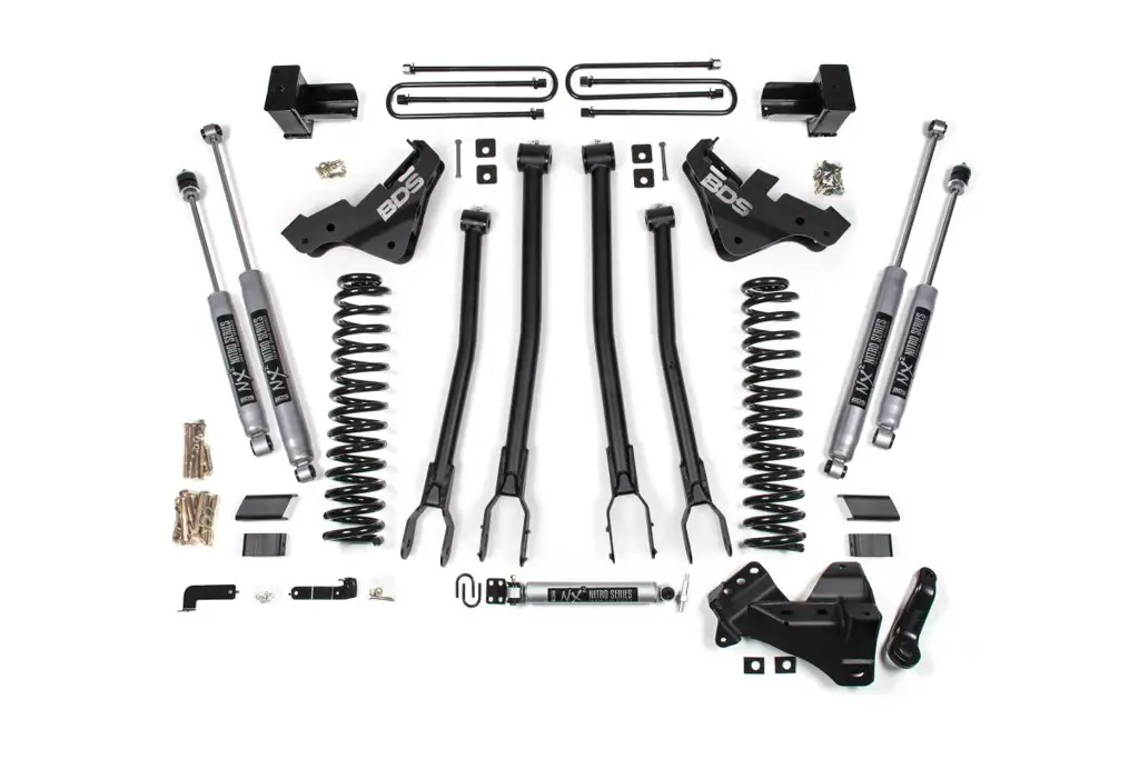 5 Inch Lift Kit w/ 4-Link | Ford F250/F350 Super Duty (2023-2026) 4WD Diesel | 3 In. Block w/o Overload | FOX 2.5 Performance Elite | BDS Suspension