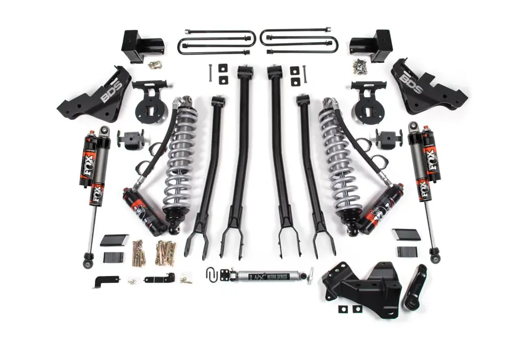 5 Inch Lift Kit w/ 4-Link | FOX 2.5 Performance Elite Coil-Over | Ford F250/F350 Super Duty (2023-2026) 4WD Diesel | 3" Block w/ Overload | FOX 2.5 Performance Elite Rear | BDS Suspension